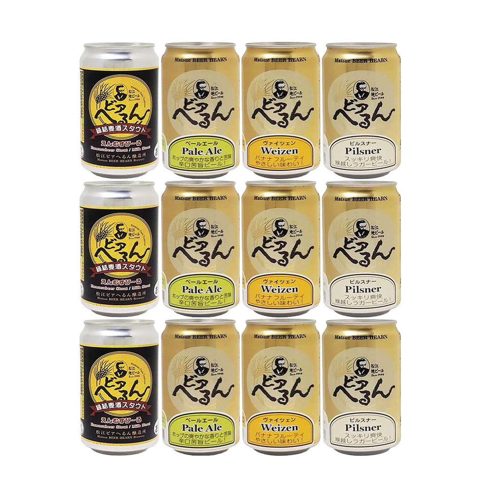 Matsue Beer Hearn Standard Tasting Set, 4 Types, 12-Pack, 350ml Can, C