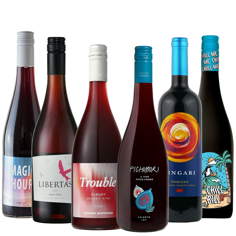 Delicious Chilled! Red Wine Tasting Set, 6 Bottles – Buyer’s Selection