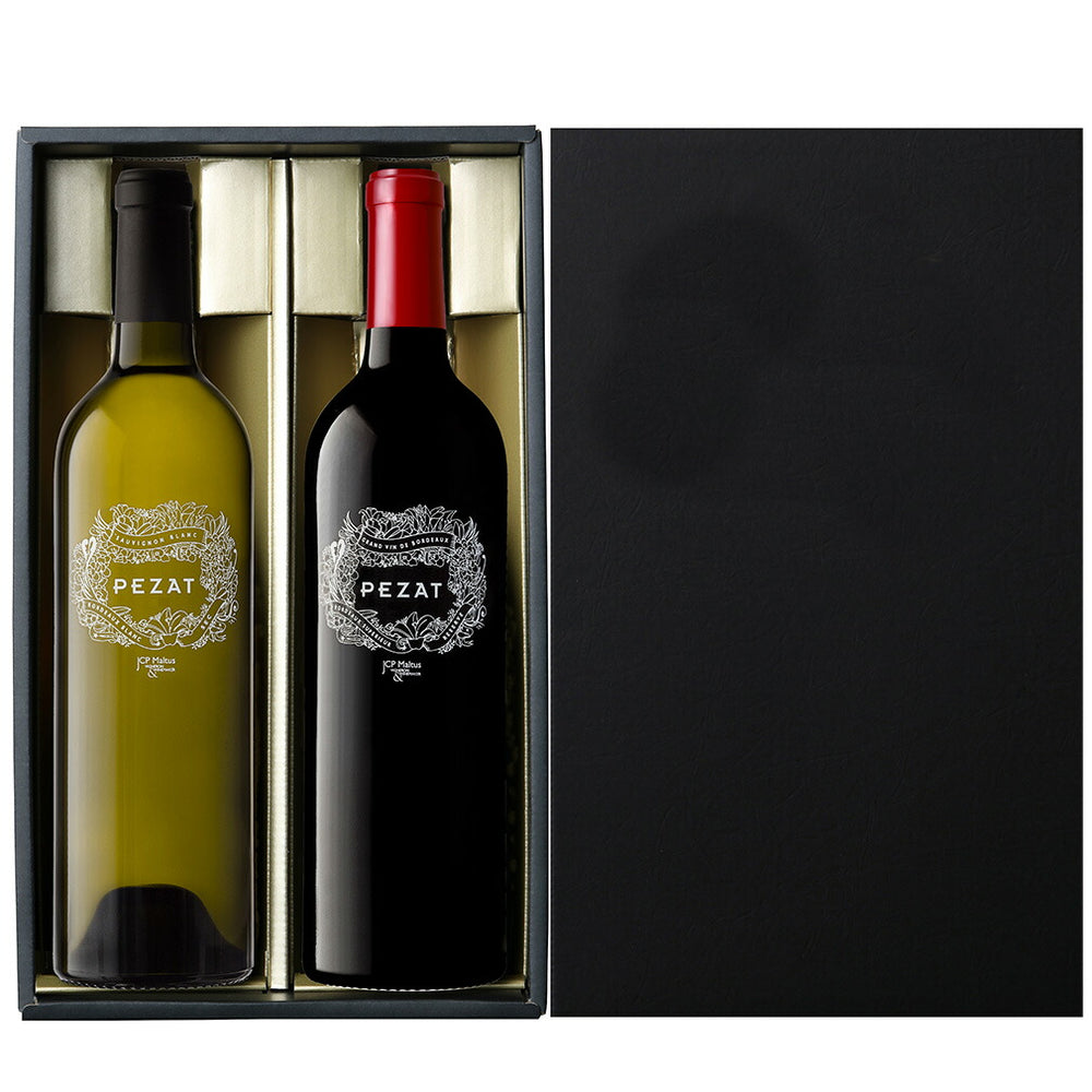 ご*び様 特選ワイン空瓶セット LA TÂCHE & GRANDS ÉCHÉZE French Bordeaux Wine Set - Red & White, 750ml Each, 2-Bottle Gift Box