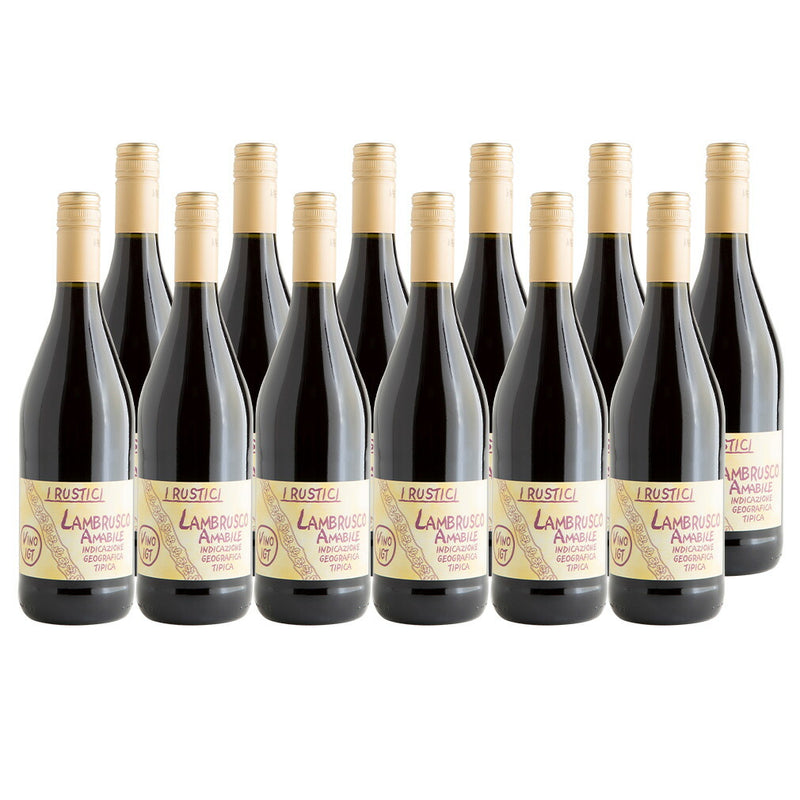 Italy Rustici Lambrusco Amabile IGT Puglia 750ml ×12 bottless – red, Sweet Wine