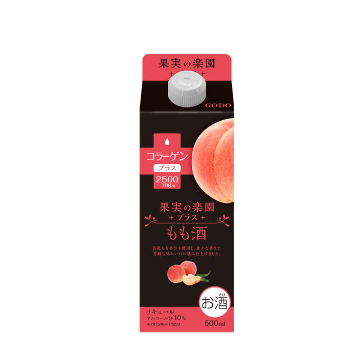 [2CS]Liqueur Kajitsuno Rakuen Plus Peach Liqueur with Collagen, 500ml x 24bottles