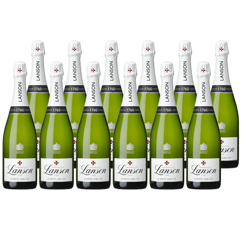 Lanson Champagne – White Label Sec 750ml (12 Bottles) – Product of France