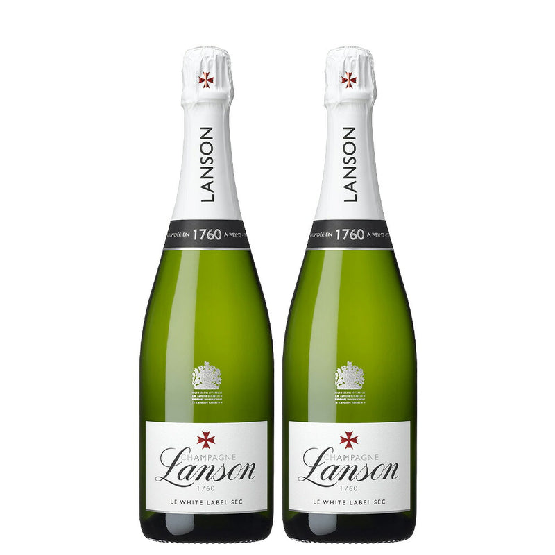 Lanson Champagne – White Label Sec 750ml (2 Bottles) – Product of France