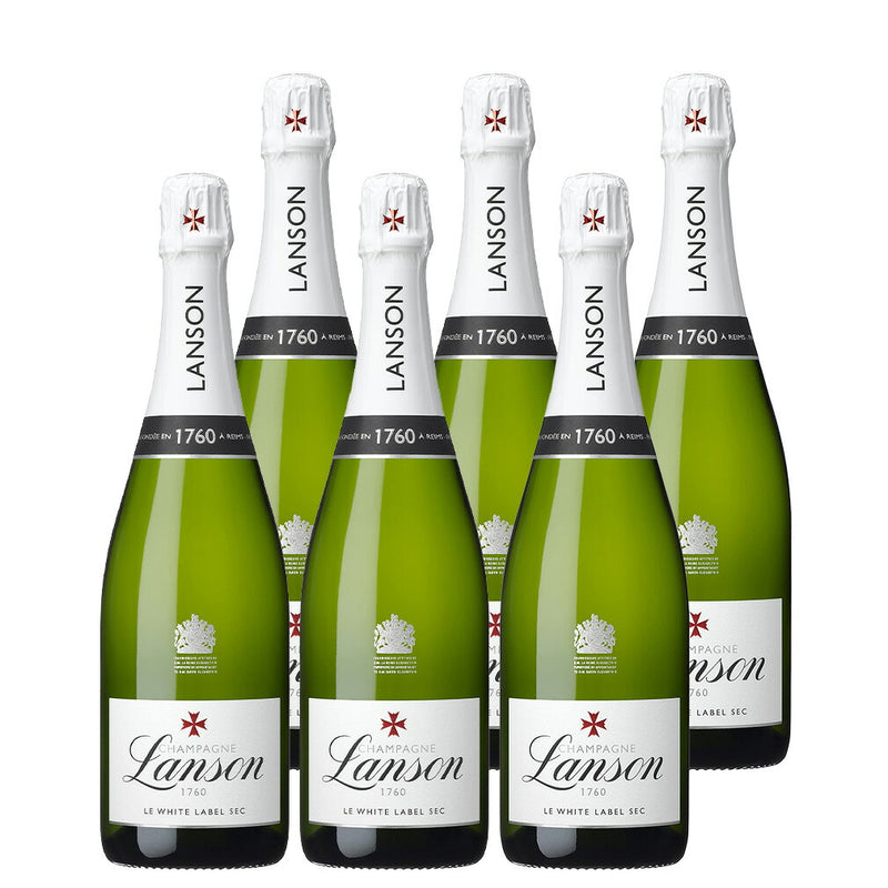 Lanson Champagne – White Label Sec 750ml (6 Bottles) – Product of France