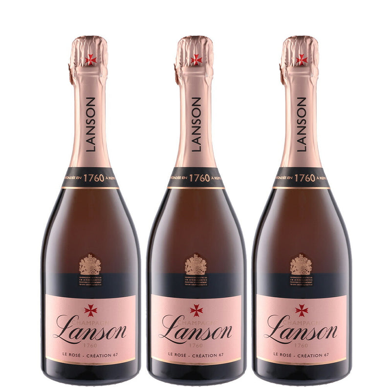 Lanson Champagne – Rosé Creation Brut 750ml (3 Bottles) – Product of France