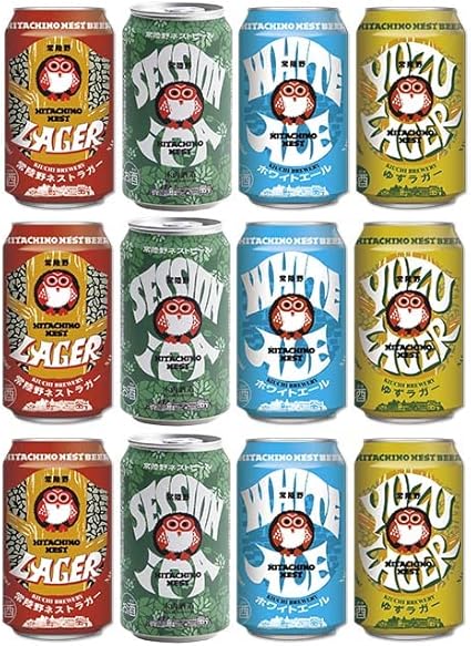 Hitachino Nest Beer 12-Can Assortment (4 Varieties) – Craft Beer from Kiuchi Brewery, Ibaraki, Japan