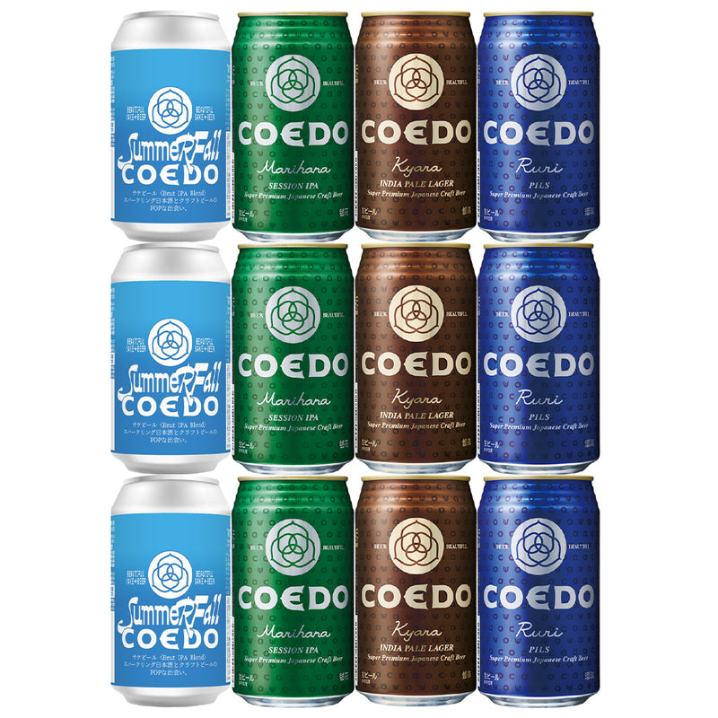 Limited Edition COEDO x Summer Fall Sake Beer Brut IPA Blend+3 Classics Tasting Set , 12 Cans , 350ml