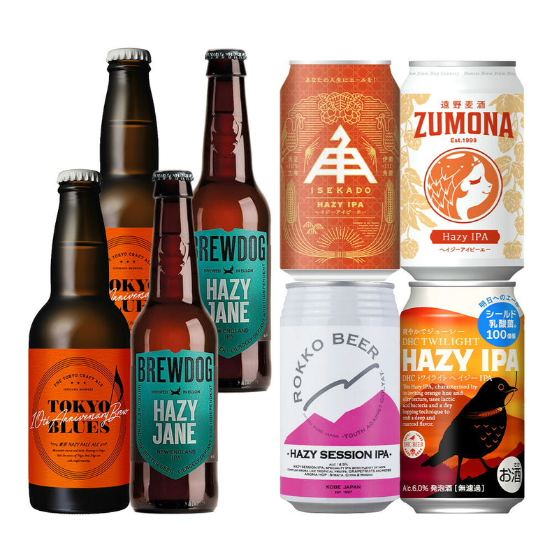 Isshusouden Selection – Hazy Craft Beer Assortment (6 Varieties, 8 Bottles & Cans, Popular Breweries, Tokyo Blues)