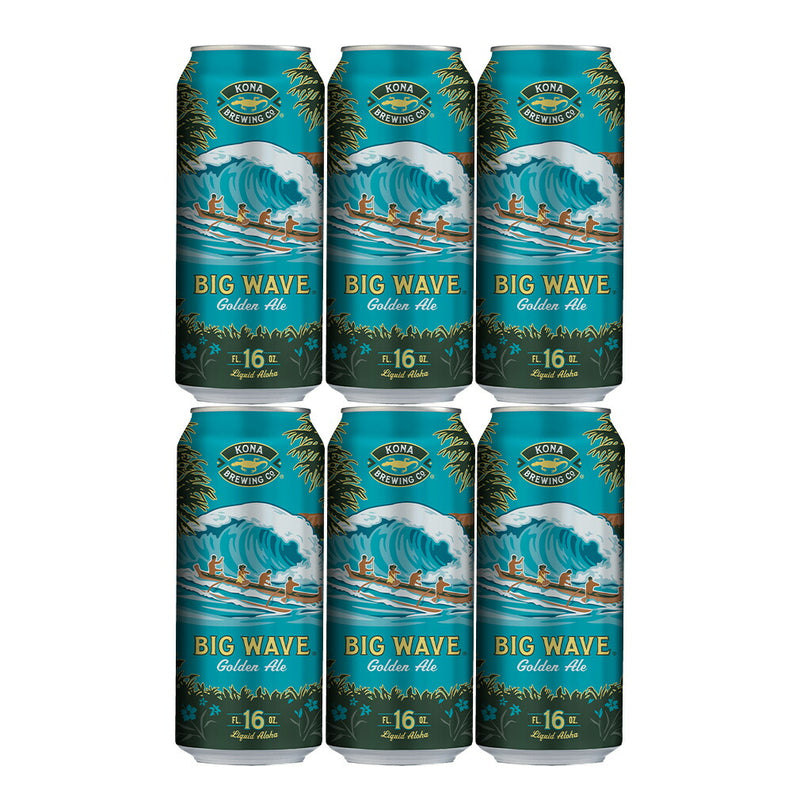 Hawaii KONA BEER BIG WAVE Golden Ale, Craft Beer, 473ml Cans (Pack of 6)